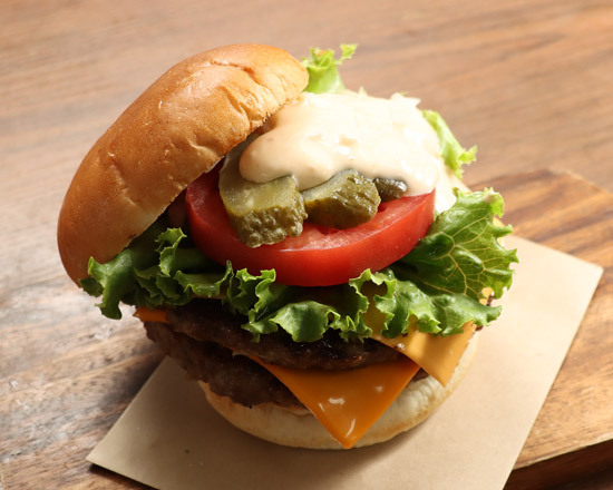 ハンバーグTERU F-1170】フレッシュダブルチーズバーガーDouble cheese burger with fresh vegetables