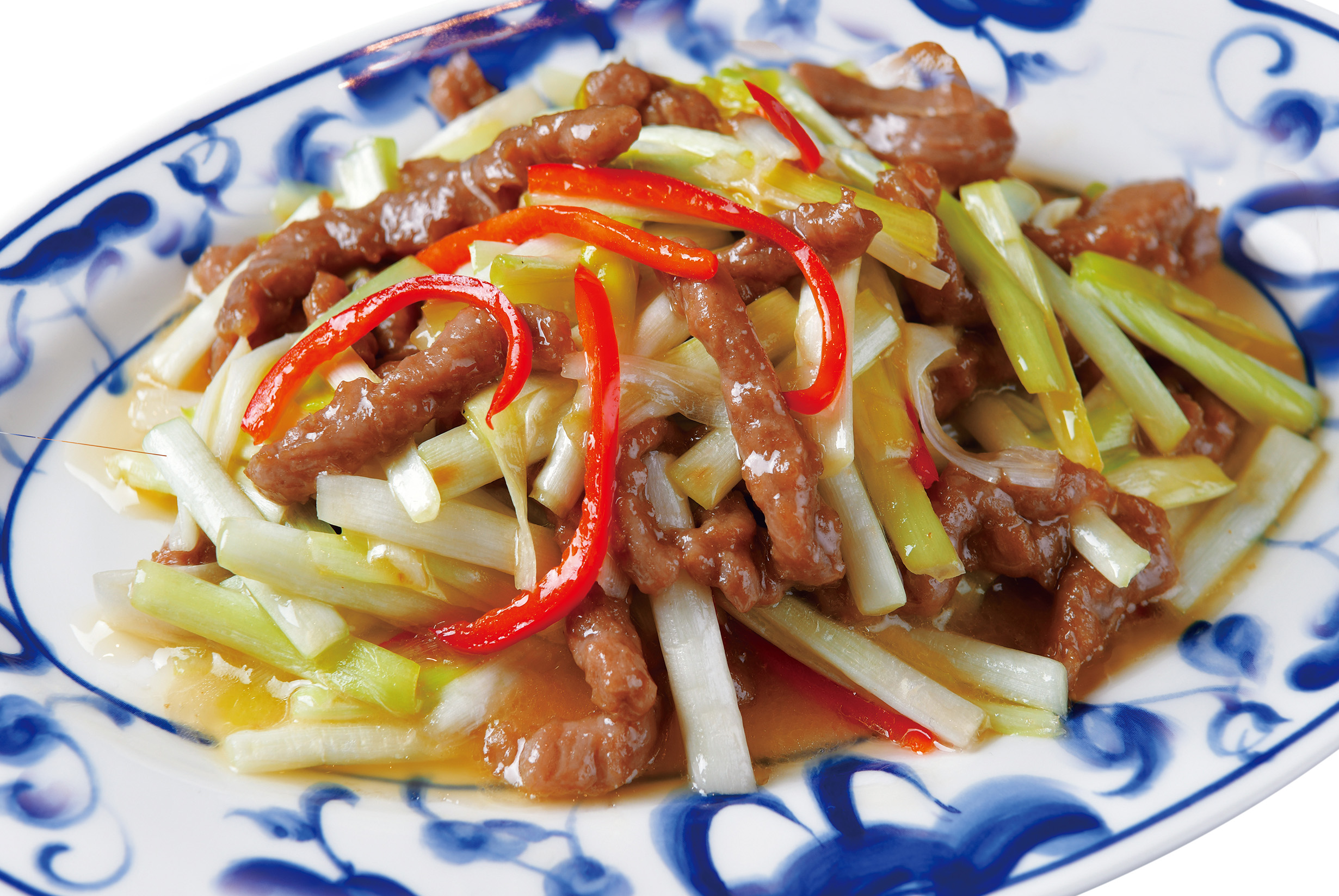 陳麻婆豆腐 黄ニラと牛肉の薄塩炒め