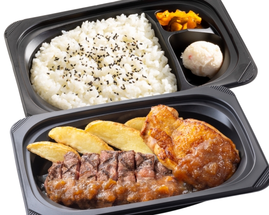 ステーキガスト 熟成みすじステーキ約100g＆炭焼き風チキングリル弁当