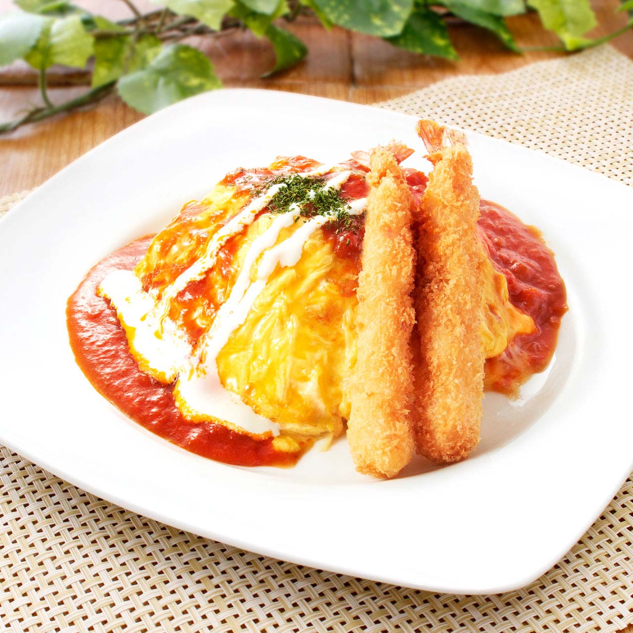 デリズ ぷりぷり海老フライ(2本)＆ 【トマトソース】オムライス ≪4294≫