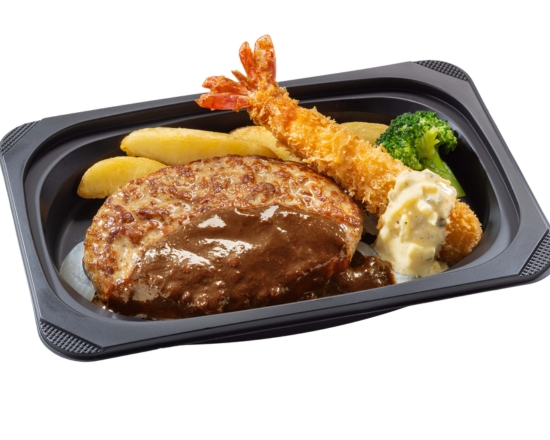 ステーキガスト (おかず)ハンバーグ＆プリプリ大エビフライ