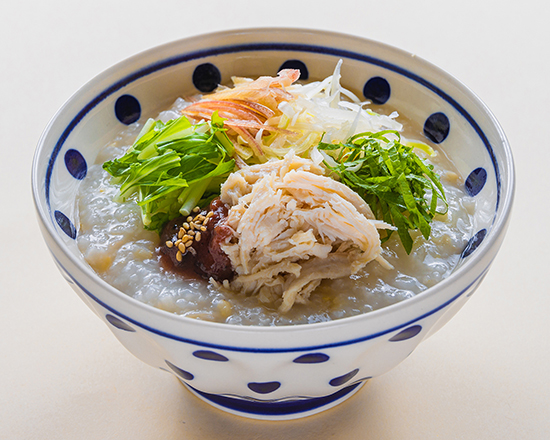 店内炊き上げ おかゆ専門店 粥餐庁(かゆさんちん) 蒸し鶏とみょうがのおかゆ梅味仕立て