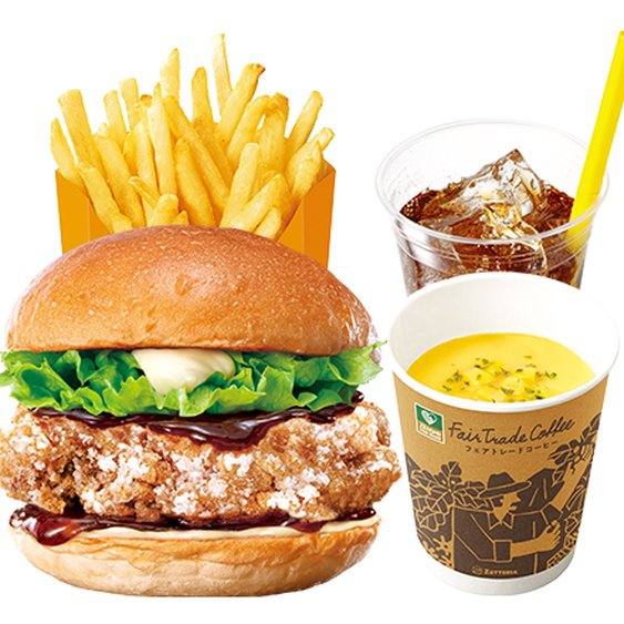 ゼッテリア ZETTERIA 【ディナーセット】てりやきチキンバーガーTeriyaki Chicken Burger Dinner Set