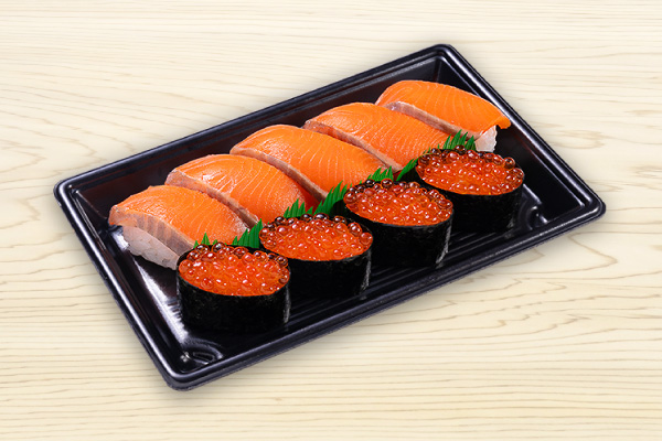 かっぱ寿司 サーモン特盛いくら尽くしセット1人前 (9貫)