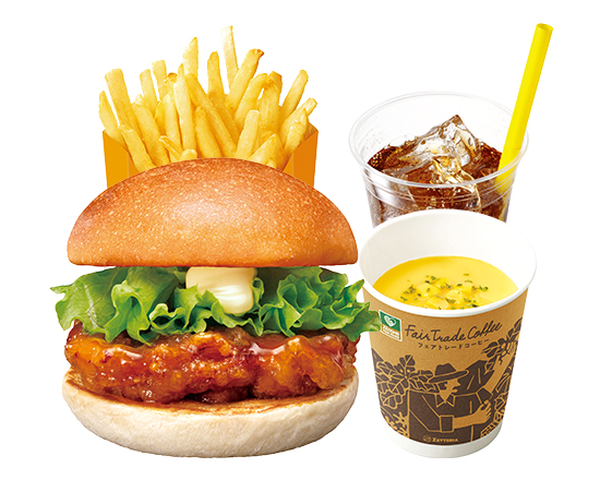 ゼッテリア ZETTERIA 【ディナーセット】オレンジチキンバーガー\tOrange Chicken Burger Dinner Set