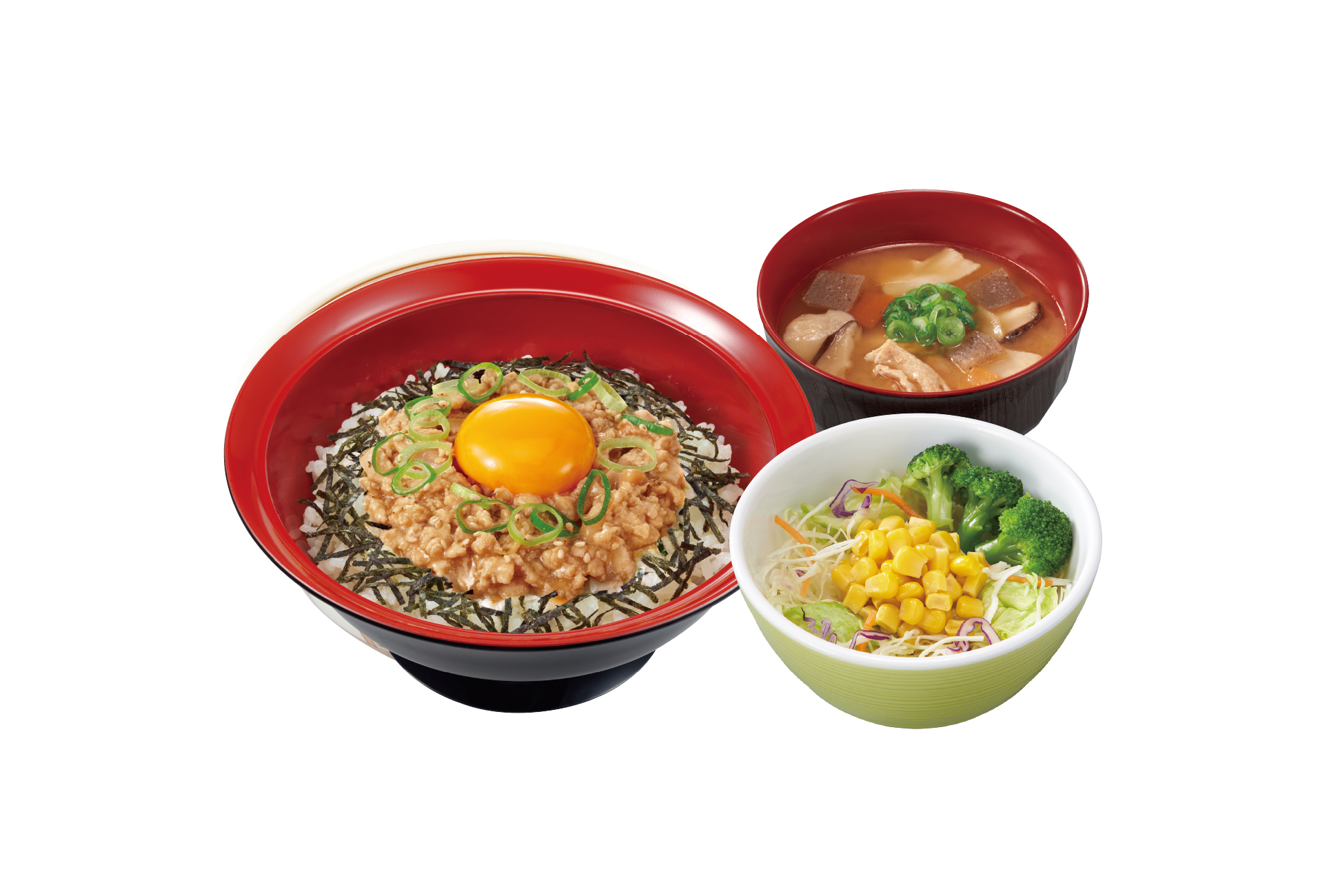 すき家 旨だしとりそぼろ丼とん汁サラダセット