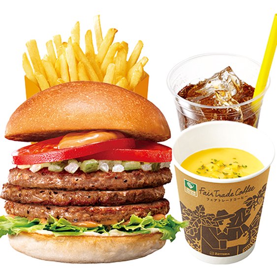 ゼッテリア ZETTERIA 【ディナーセット】トリプル絶品ビーフバーガーTriple ZEPPIN（Supreme）Beef Burger Dinner Set