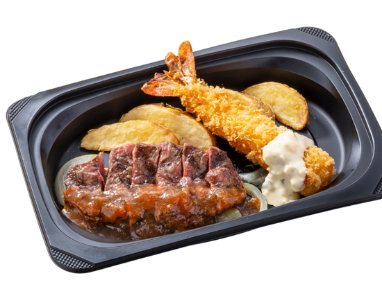 ステーキガスト (おかず)みすじステーキ約100g＆プリプリ大エビフライ