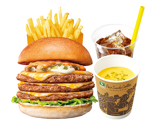 ゼッテリア ZETTERIA 【ディナーセット】トリプル絶品チーズバーガー\tTriple ZEPPIN(Supreme) Cheeseburger Dinner Set