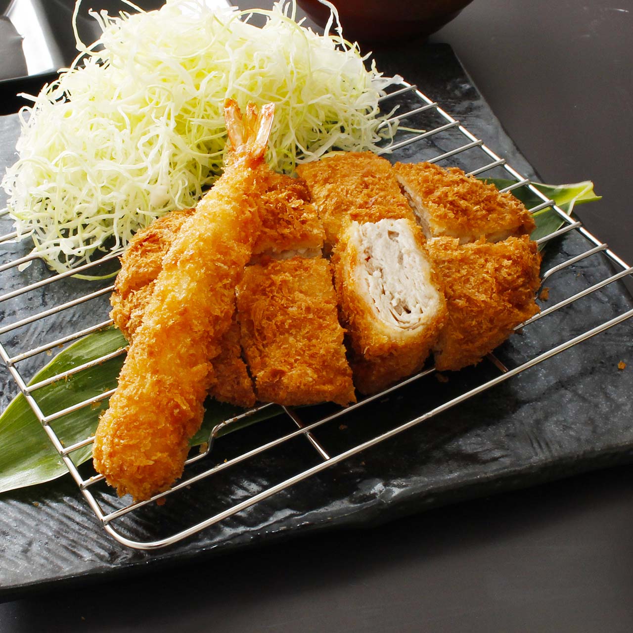 恵比寿キムカツ 厳選 国産三元豚キムカツ＆大海老フライ膳(ソース1タル1)≪9231≫