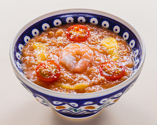 店内炊き上げ おかゆ専門店 粥餐庁(かゆさんちん) 海老とチーズのトマトのおかゆ