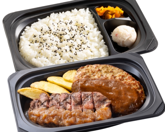 ステーキガスト 熟成みすじステーキ約100g＆ハンバーグ弁当