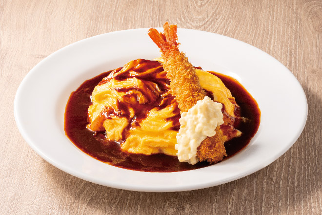 デニーズ 【S6】とろ～り卵とチーズのオムライス ＆海老フライ