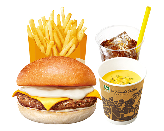 ゼッテリア ZETTERIA 【ディナーセット】4種のチーズバーガー\tFour-cheese Burger Dinner Set
