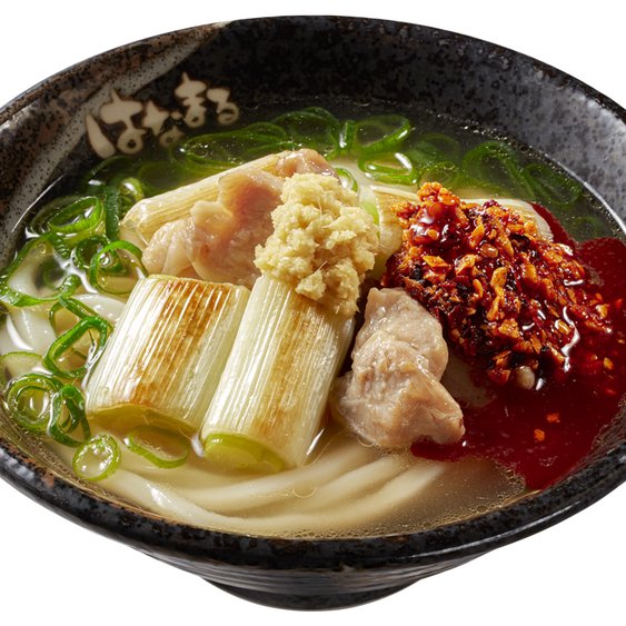 はなまるうどん （食べるラー油）生姜鶏ねぎ塩うどん