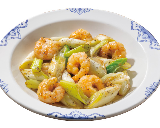 バーミヤン 海老の黒胡椒ねぎ塩炒め