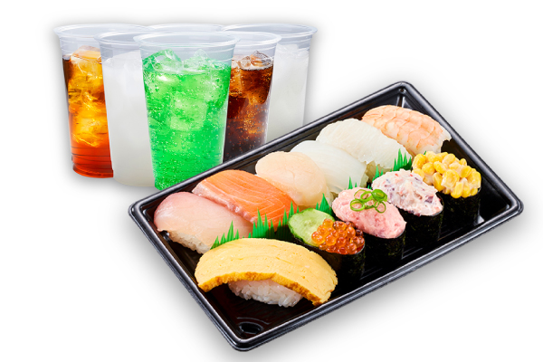 かっぱ寿司 にぎわい11種1人前ドリンクセット(11貫)