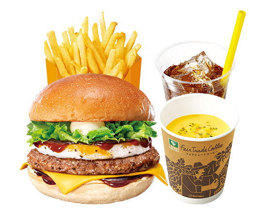 ゼッテリア ZETTERIA 【ディナーセット】チーズたまてりバーガー Cheese Teriyaki Burger with Egg Dinner Set