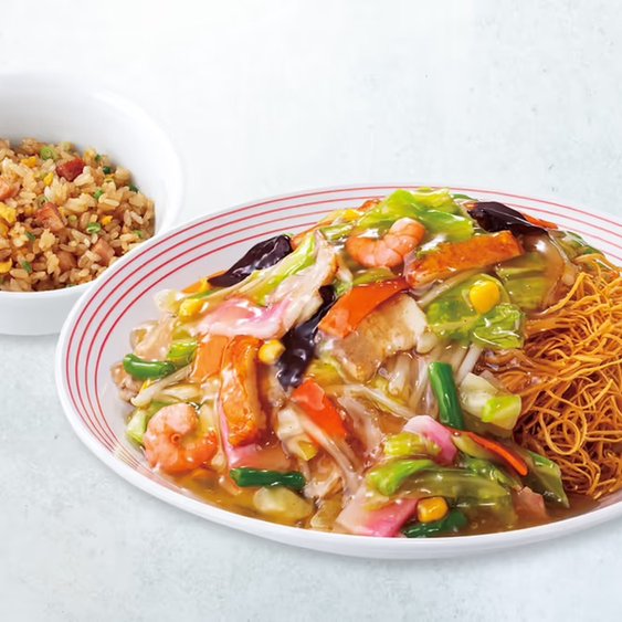 リンガーハット 野菜たっぷり皿うどん半チャーハンセット