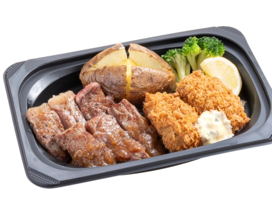 ステーキガスト (おかず)山形牛サーロインカットステーキ約100g＆広島県産大粒カキフライ