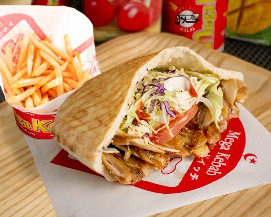 メガケバブ人気No.1 ⑧大人気 満足ピタミディアムチキン+ポテトセット Satisfying Pita Medium Chicken+Potato Set