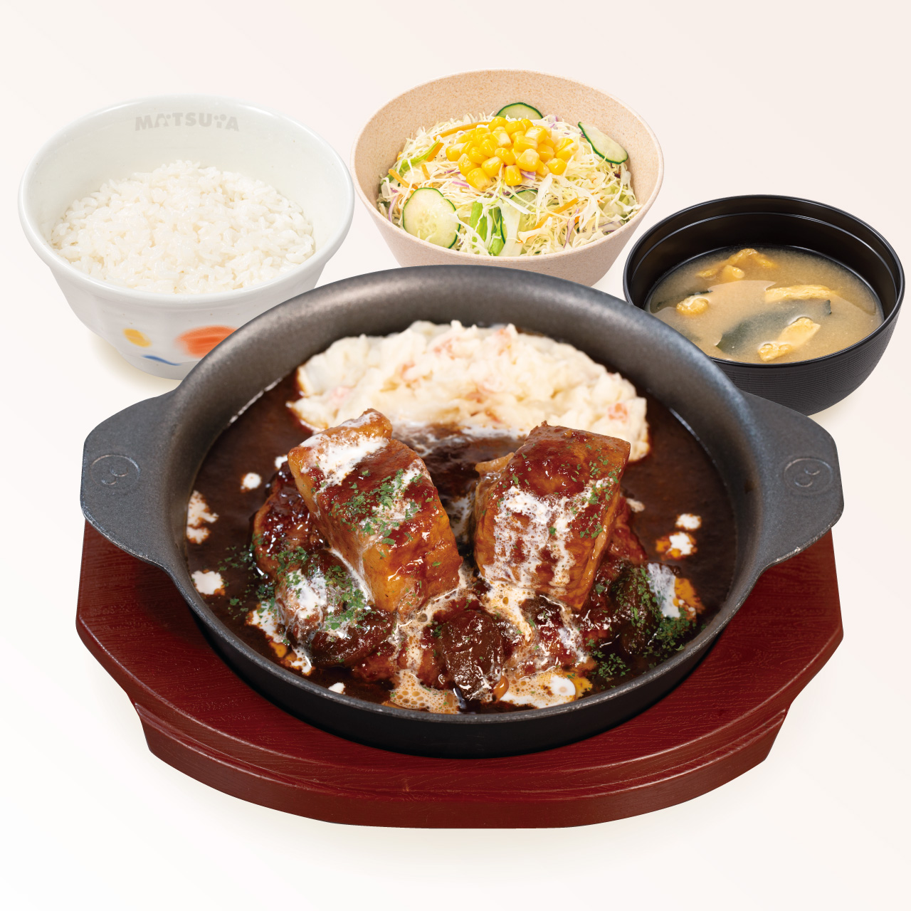 松屋 煮込みビーフシチューハンバーグ定食(味噌汁付)