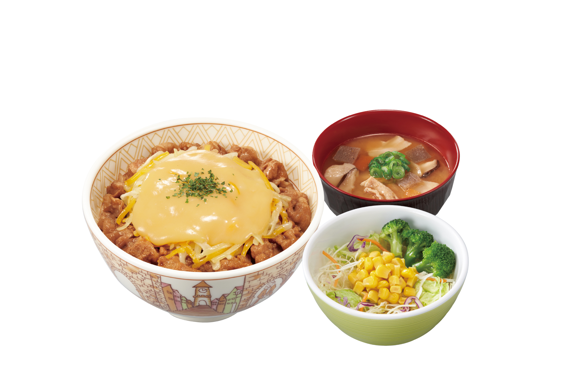 すき家 3種のチーズ牛丼とん汁サラダセット