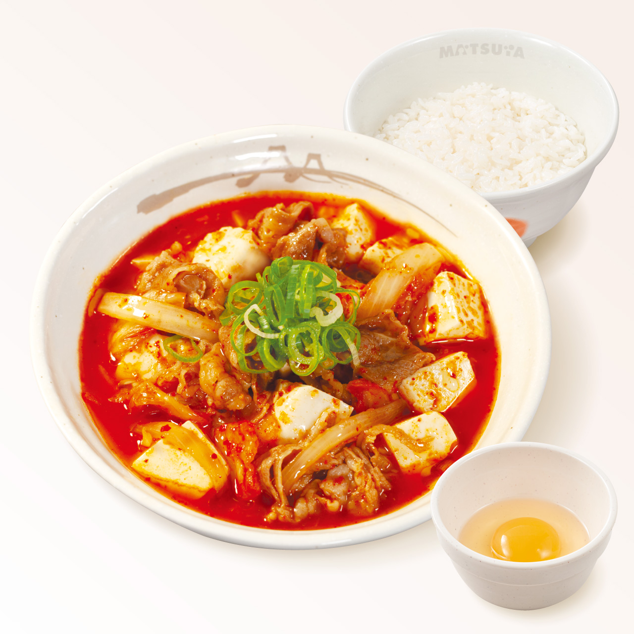 松屋 牛豆腐キムチチゲセット(生玉子)