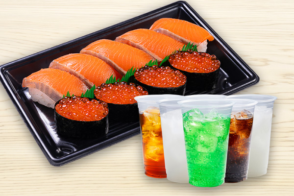 かっぱ寿司 サーモン特盛いくら尽くし1人前ドリンクセット (9貫)