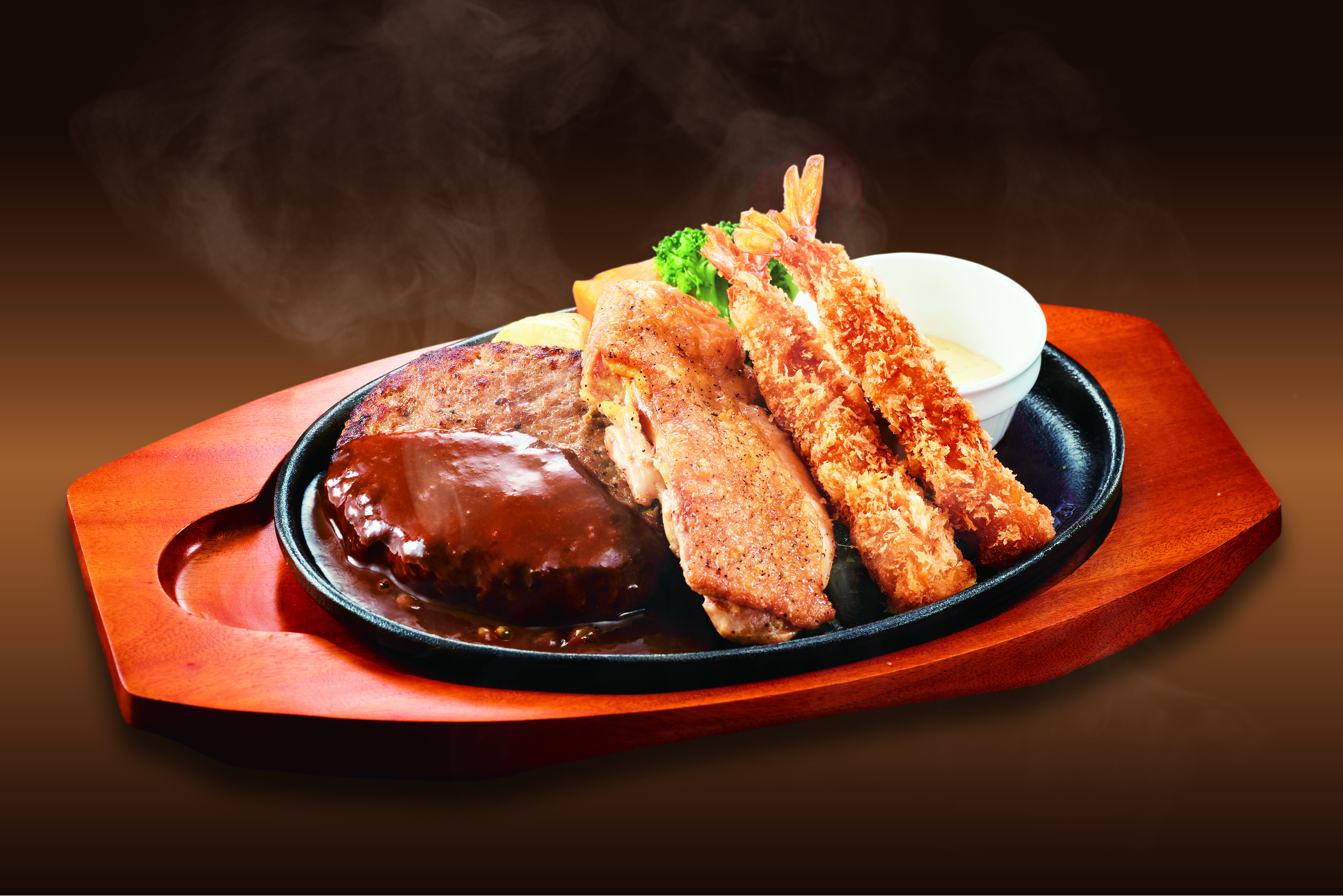 ステーキのどん ミックス海老フライコンボ(ハンバーグ200g)