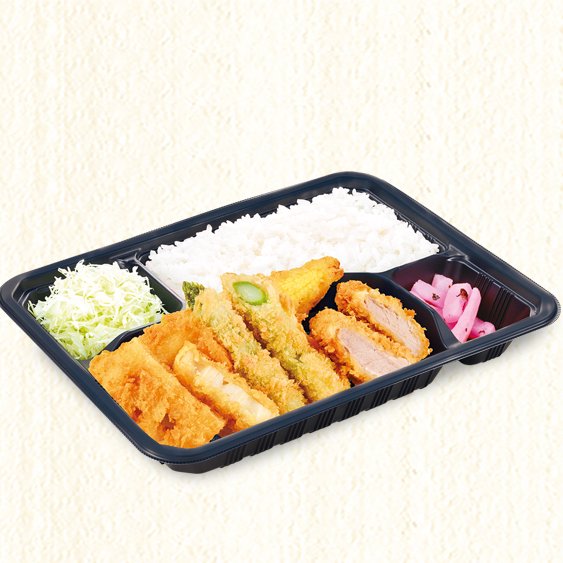 かつ庵 熟成ヒレかつと野菜フライ弁当 Aged Pork Fillet Cutlet + Fried Veggies Combo Meal