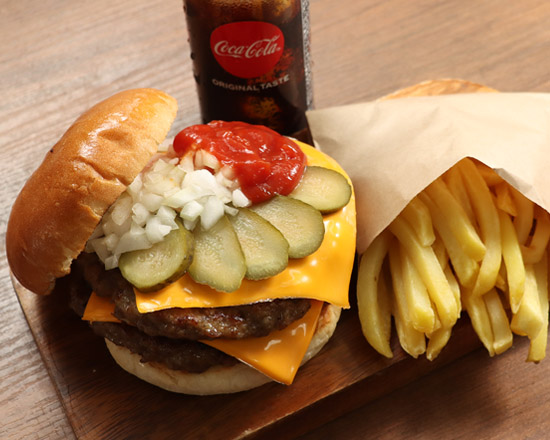 ハンバーグTERU F-1154】ダブルチーズバーガーセットDouble cheese burger Set