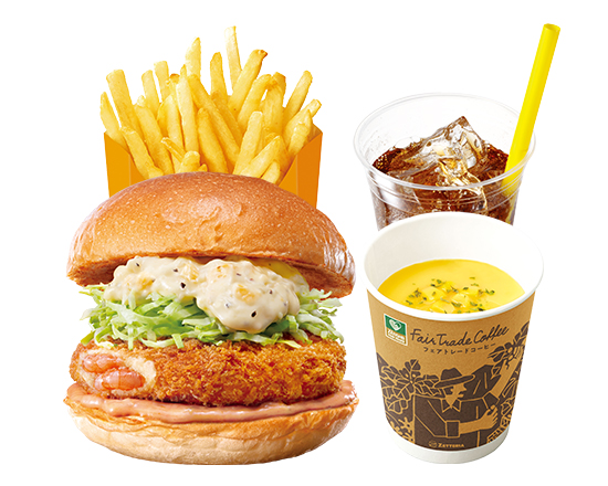 ゼッテリア ZETTERIA 【ディナーセット】えびバーガー\tShrimp Cutlet Burger Dinner Set