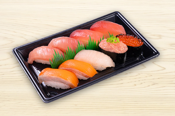 かっぱ寿司 まぐろ・サーモン特盛いくら6種セット1人前 (9貫)