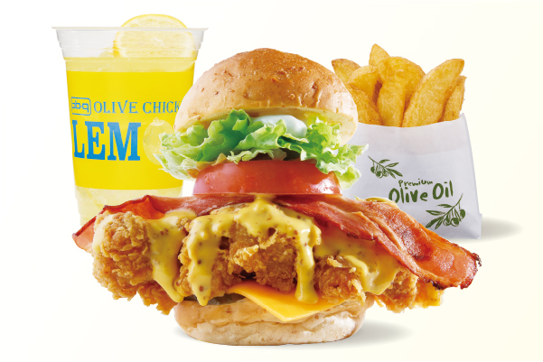 bb.qオリーブチキンカフェ ワイルドチキンBLTバーガー(ハニーマスタード)ドリンクポテトセット