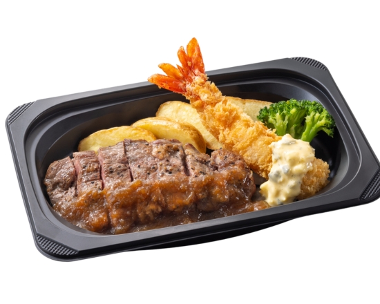 ステーキガスト (おかず)熟成ラウンドステーキ約120g＆プリプリ大エビフライ