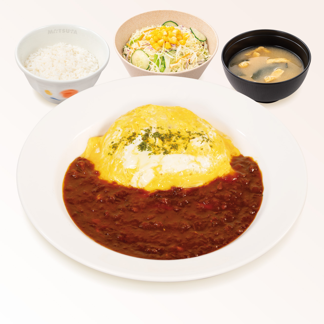 松屋 デミオムハンバーグ定食(味噌汁付)