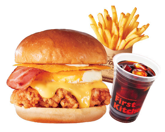 ファーストキッチン パリとろチーズベーコンエッグチキン竜田バーガーセット