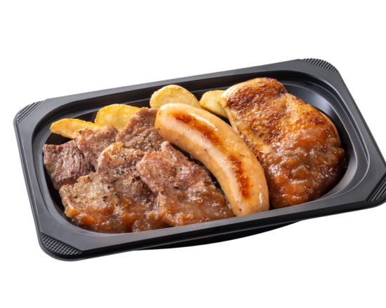 ステーキガスト (おかず)熟成やわらかカットステーキ約140g＆ジャンボフランク＆炭焼き風チキングリル