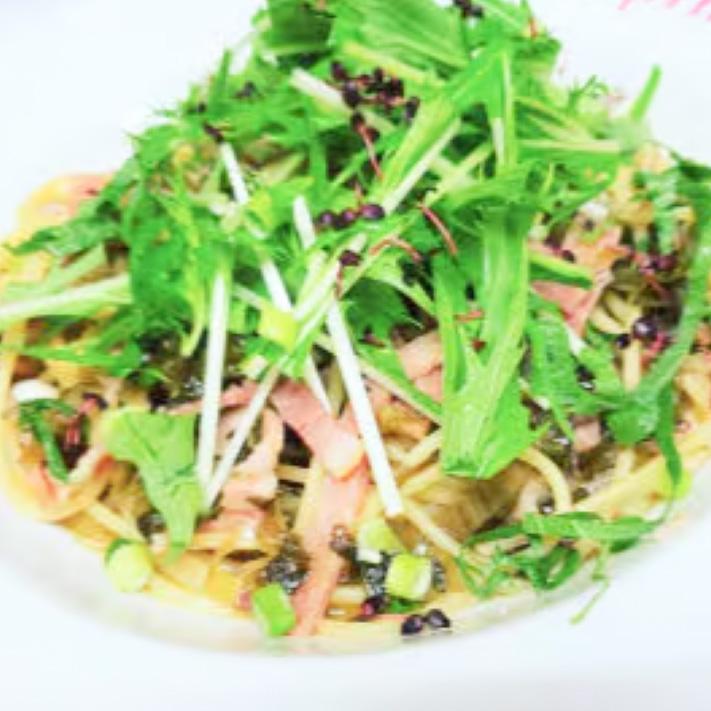トラットリア シェ ラパン 女性人気！ベーコンと高菜の和風 スパゲッティ