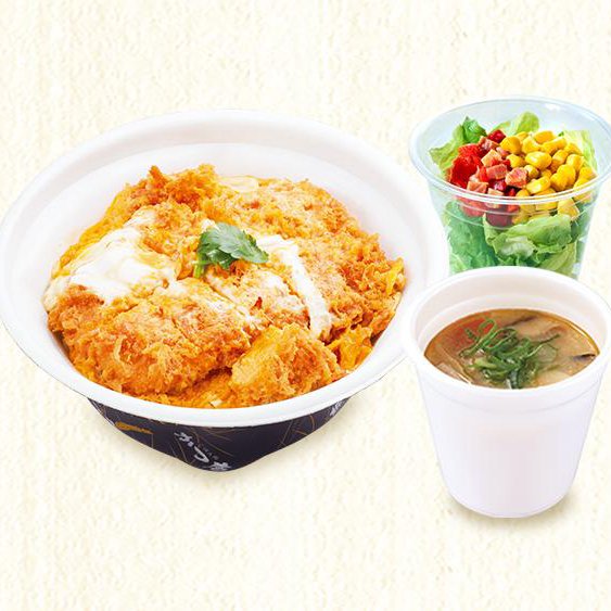かつ庵 熟成ロースかつ丼　とん汁サラダセット