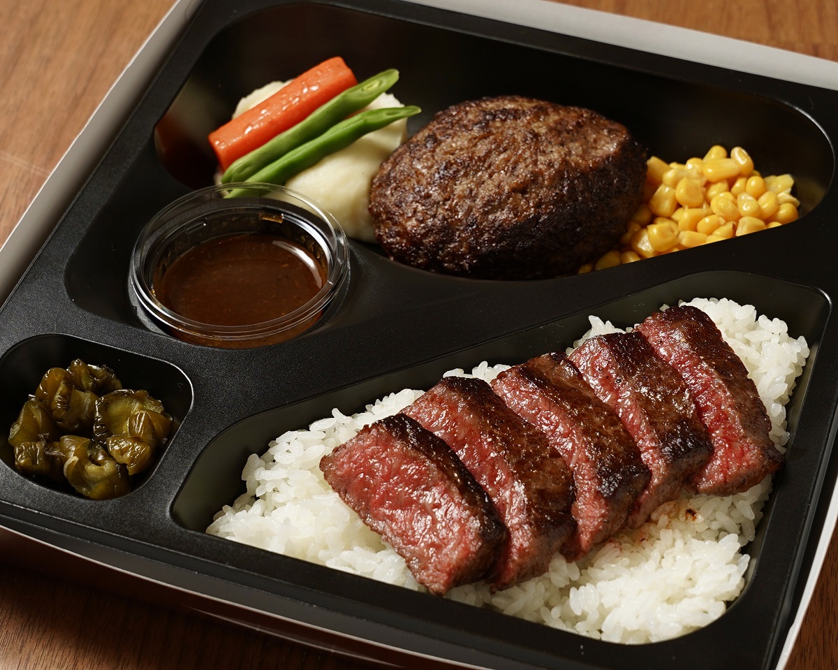 ミート矢澤 矢澤コンボ弁当 (ハンバーグ180g + Smallステーキ80g)