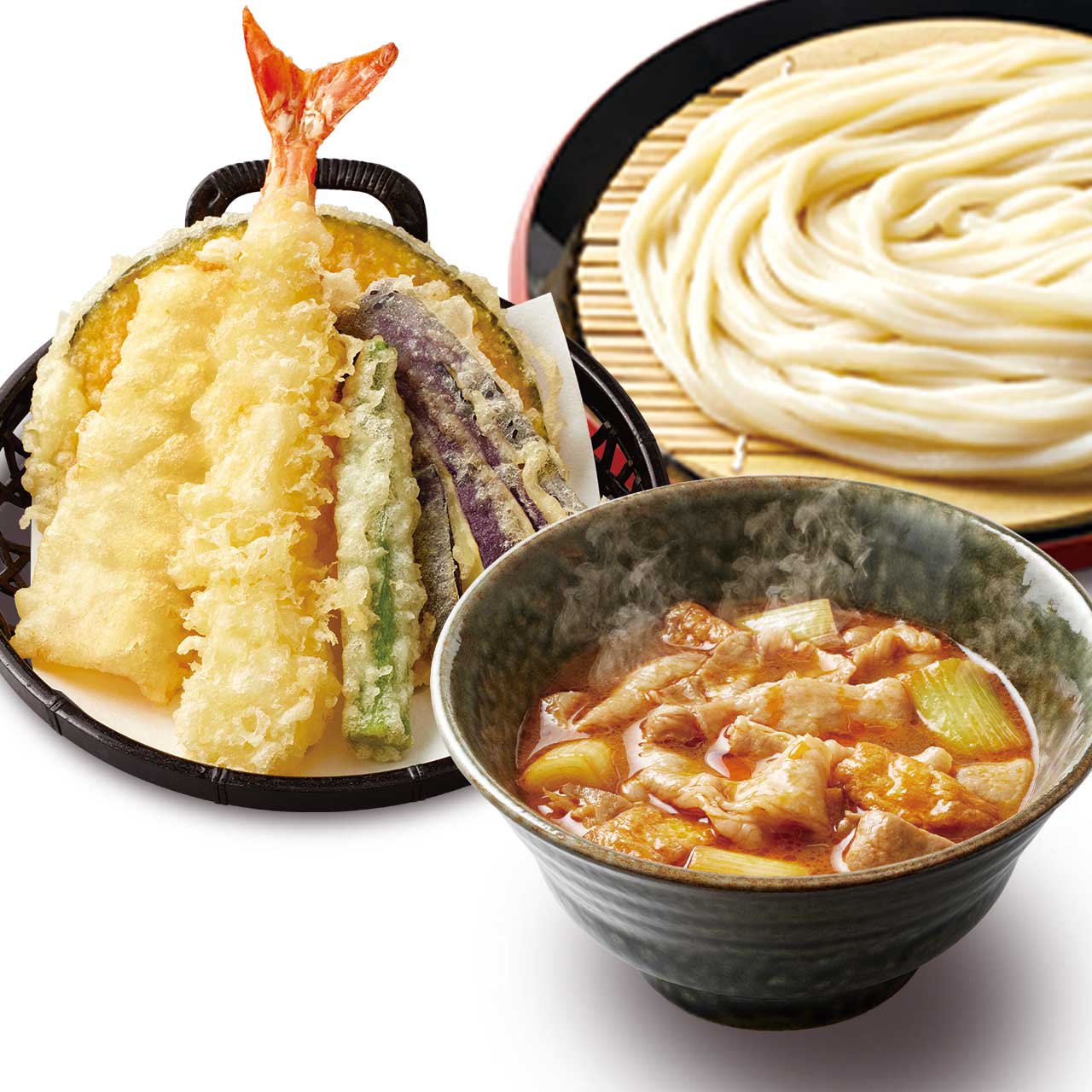 久兵衛屋 旨辛肉つけ汁うどん 天ぷら5種盛りセット