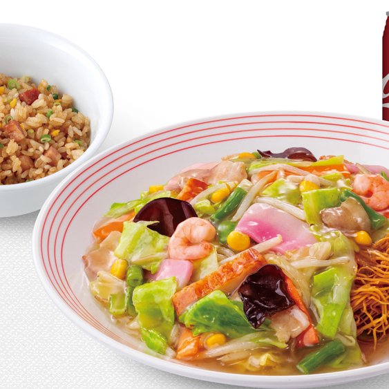 リンガーハット 長崎皿うどん半チャーハンとコーラセット