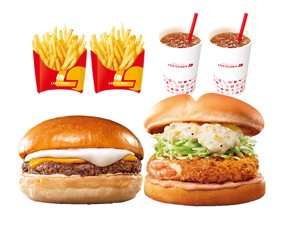 ロッテリア人気No.5 2人前 【選べるデリシェアセット】 Delivery Limited Burger Set for Two