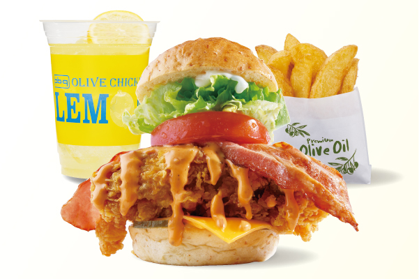 bb.qオリーブチキンカフェ ワイルドチキンBLTバーガー(麻辣マヨ)ドリンクポテトセット