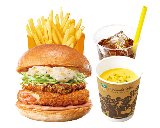 ゼッテリア ZETTERIA 【ディナーセット】えびカレーバーガー Shrimp Cutlet Curry Burger Dinner Set