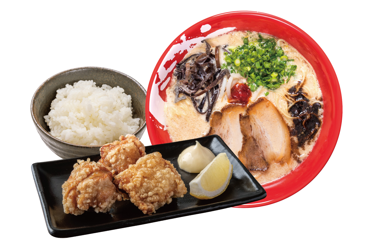 ラーメンまこと屋 牛白湯ラーメン唐揚げ(3個)ライスセット