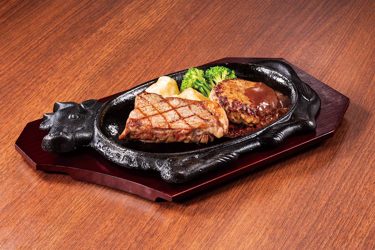 フォルクス サーロインステーキ150g＆ビーフ100%ハンバーグ