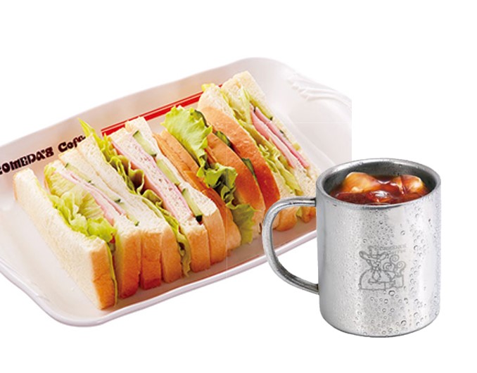 コメダ珈琲店 ハムサンドセット